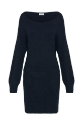 Rafferty Boat Neck Knit Mini Dress - Navy